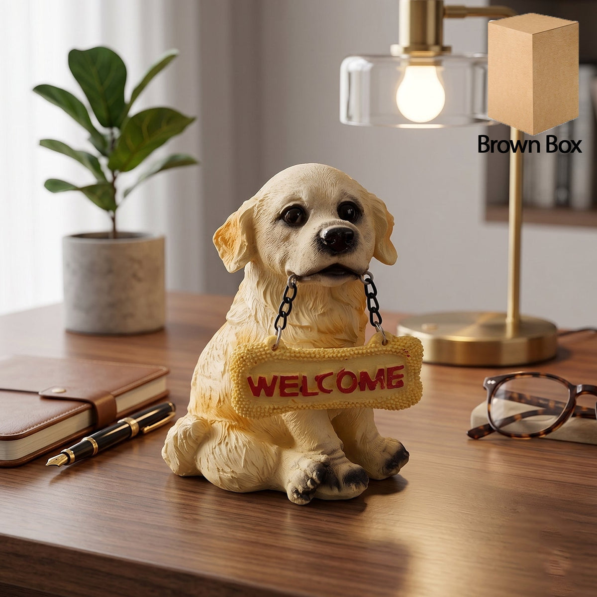 Cute welcome dog statue showpiece