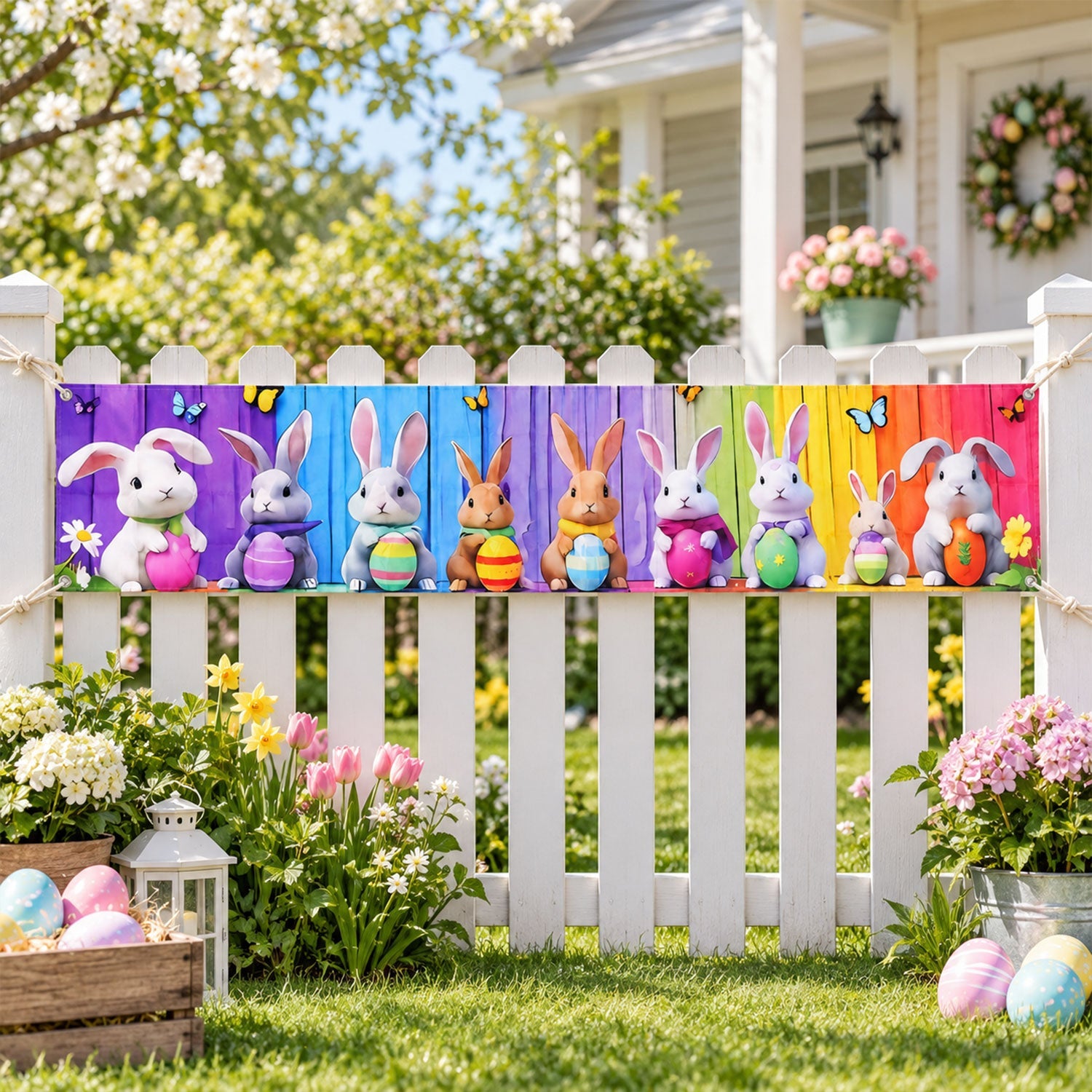 Spring party fence decor banner