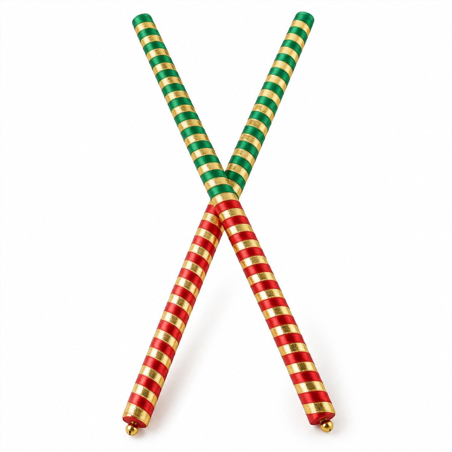 Decorative wooden Dandiya stick pair on white background
