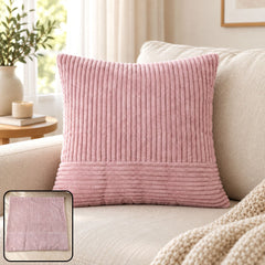 Pink soft pillow cover on sofa