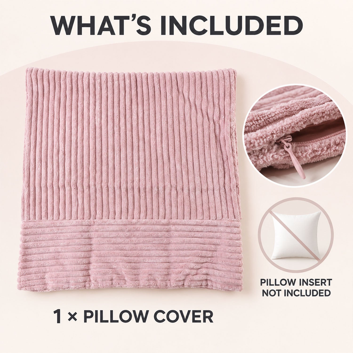 One soft pillow cover with pillow insert not included