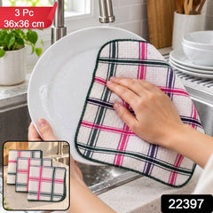 Kitchen Dish Wiping Cloth Set, Waffle Weave Absorbent Utensil Cloths (3 Pc Set)