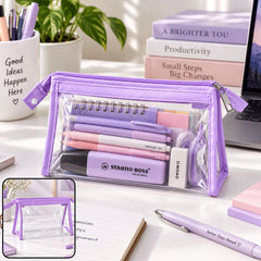 Clear stationery travel pouch