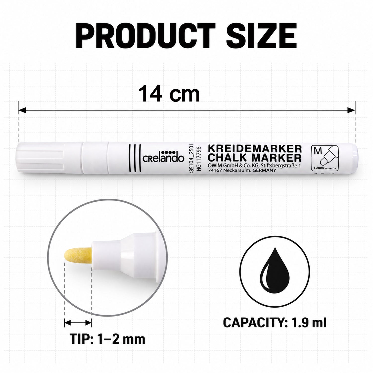 Chalk marker size guide