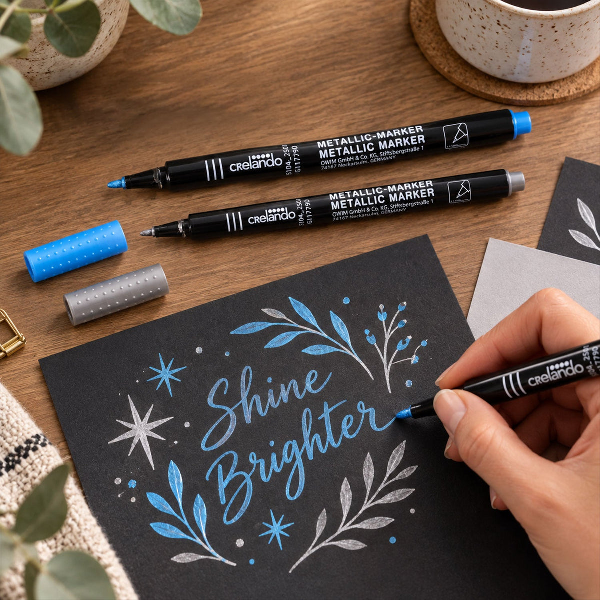Metallic marker pens fine fibre tips crafts