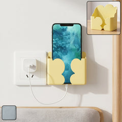 A sleek wall mount phone holder in white, designed for convenient charging.