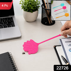 Colourful long handle plastic fly swatter, 4 piece set