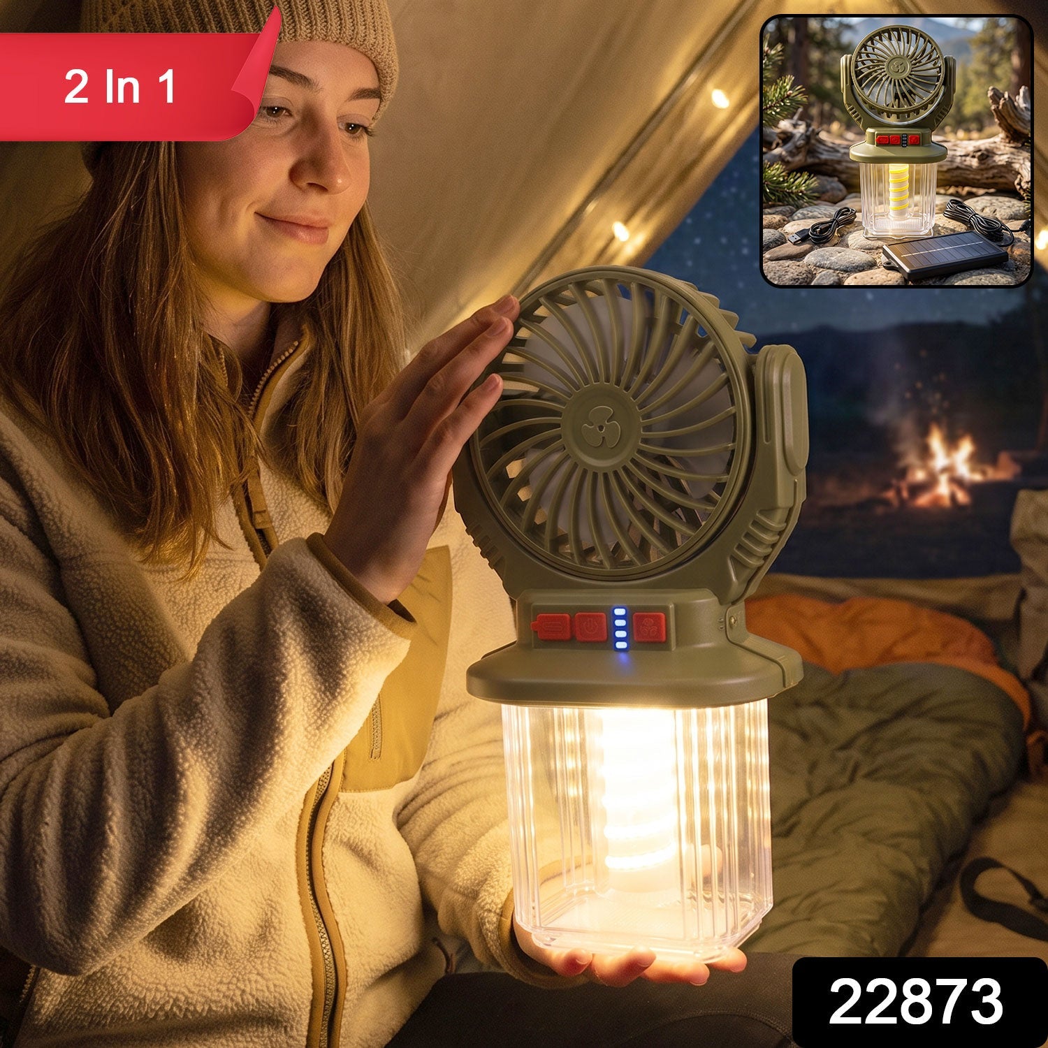 2 in 1 camping fan LED lantern