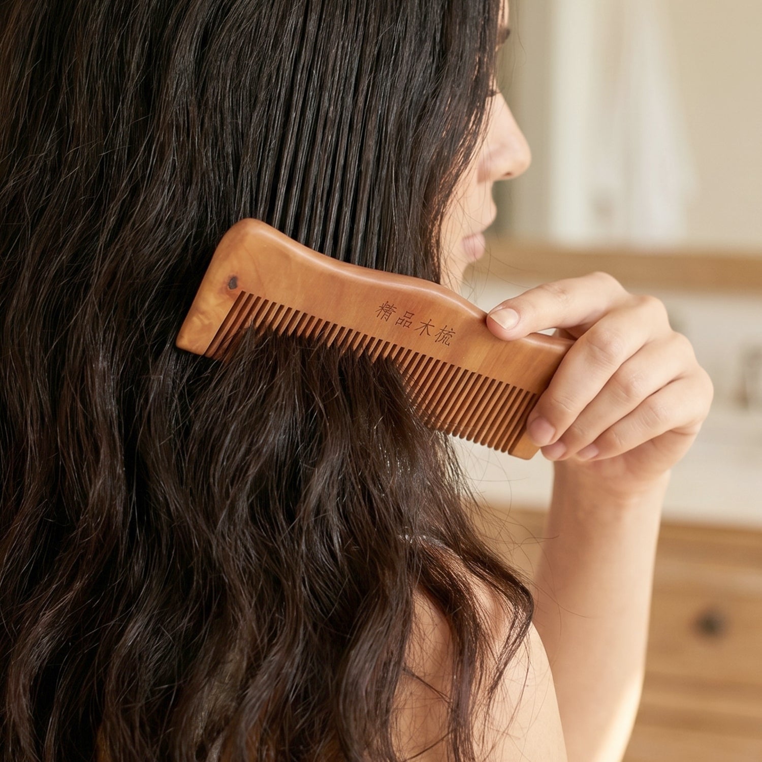 Wooden comb men women use