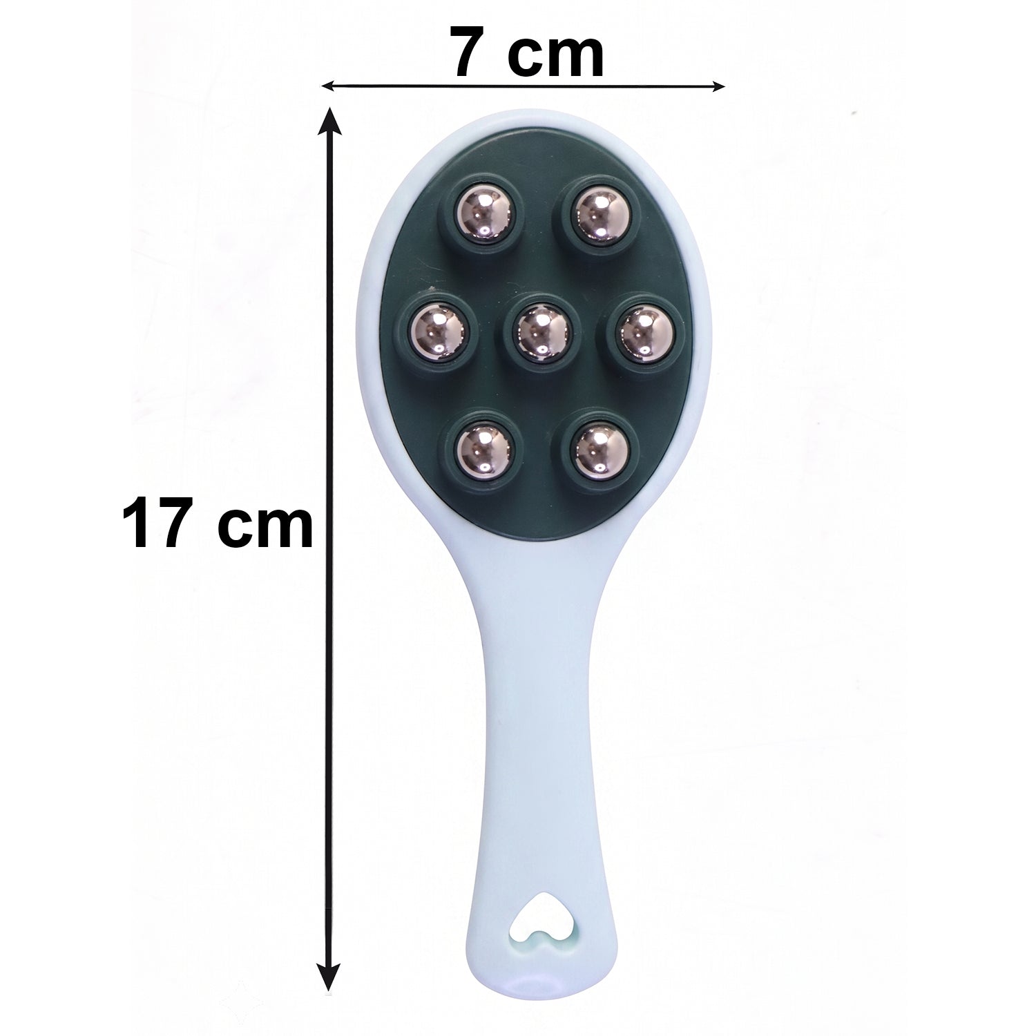 Size guide illustrating the compact dimensions of the roller ball massager.