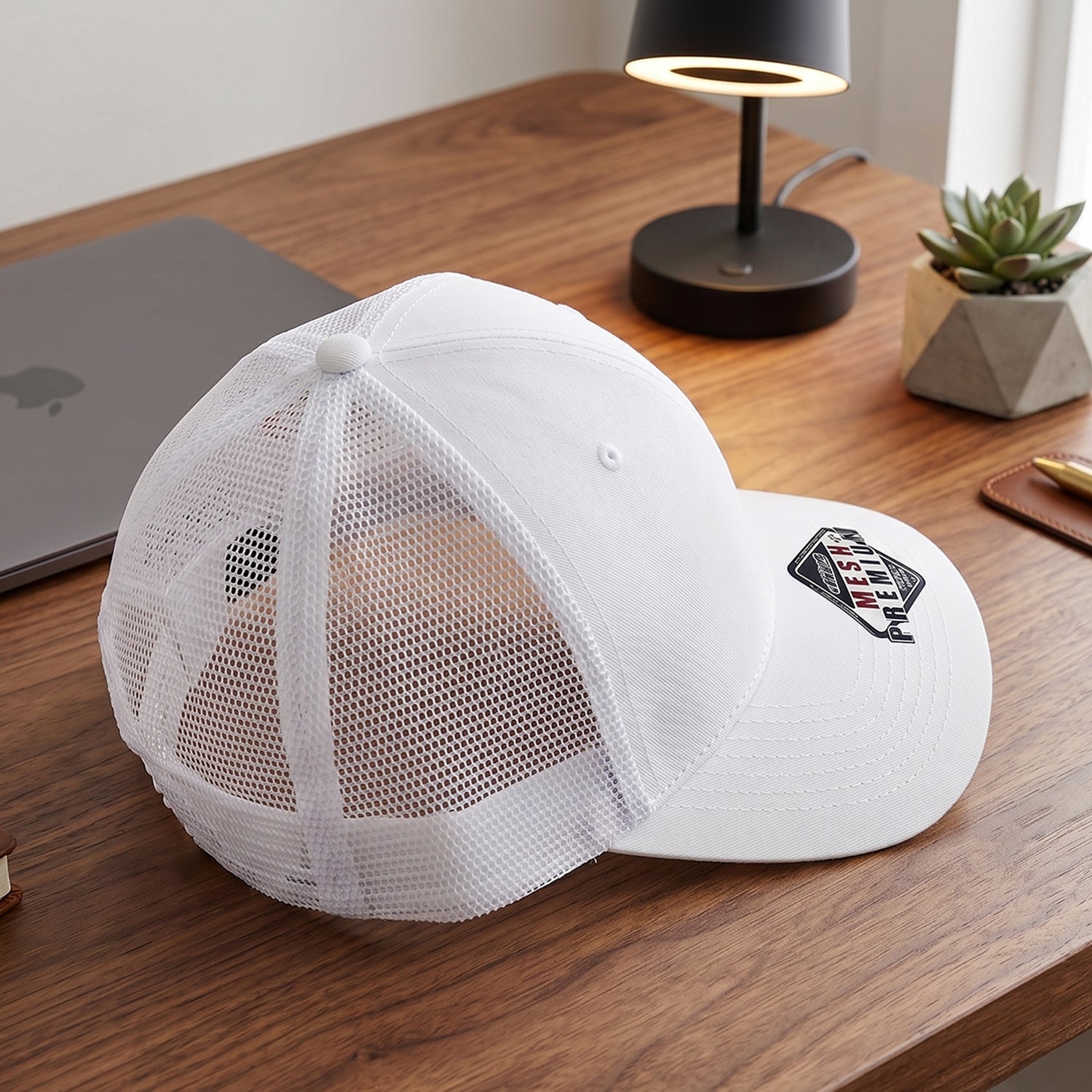 Mesh baseball cap white bg