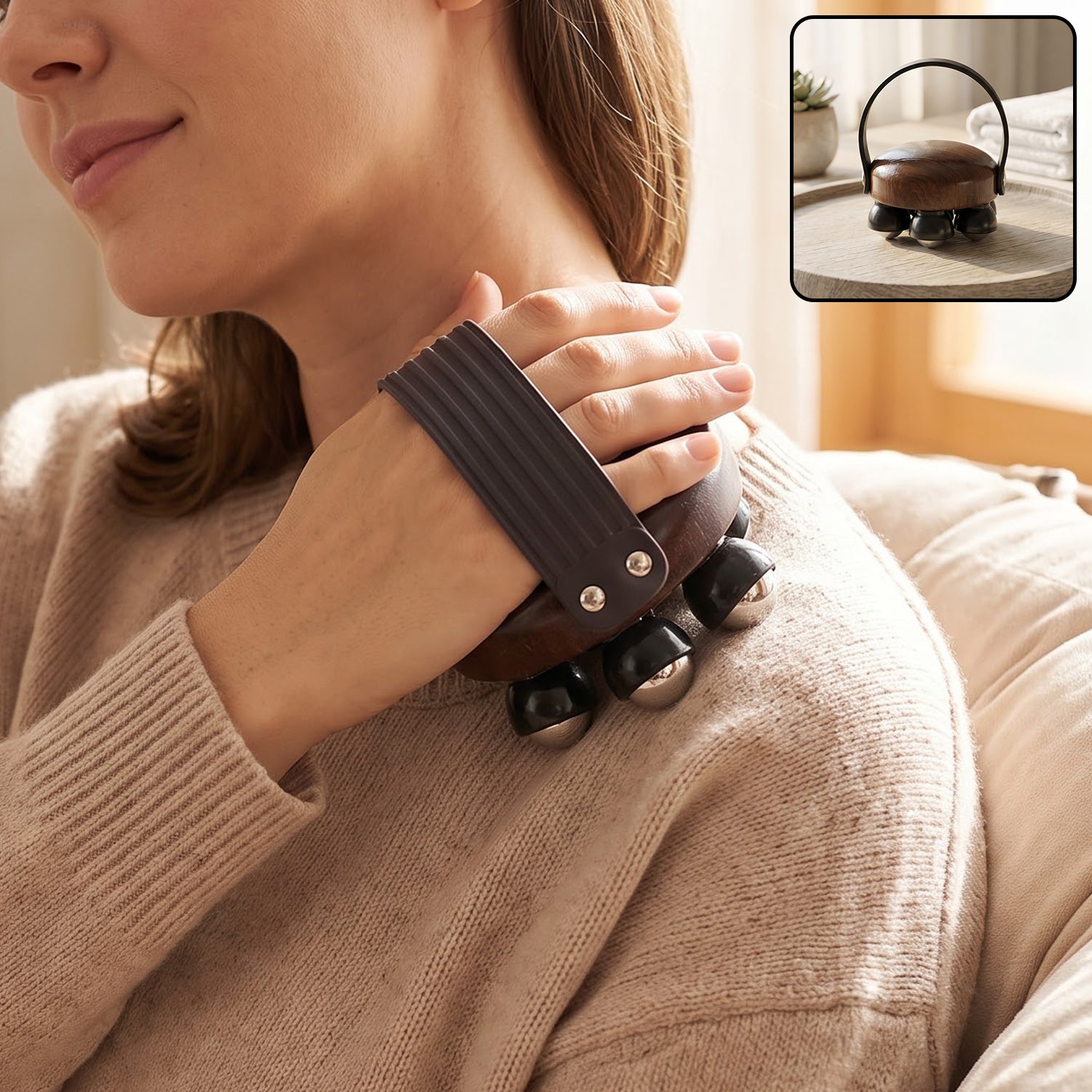 Plastic roller body massager lifestyle view