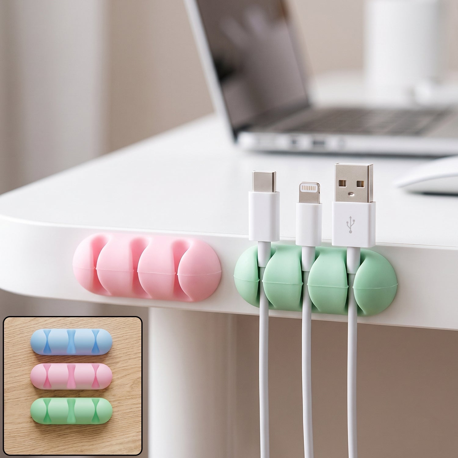 Silicone cable organizer holder with multiple cord slots - image 1