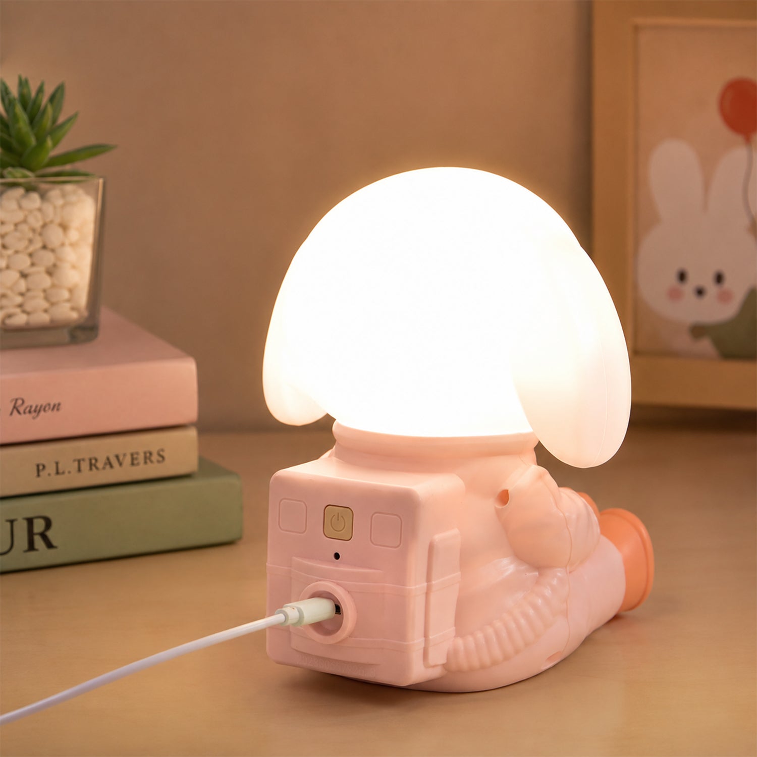 Night lamp holding a smartphone on a study table