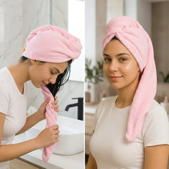 Quick dry microfiber hair towel wrap after washing