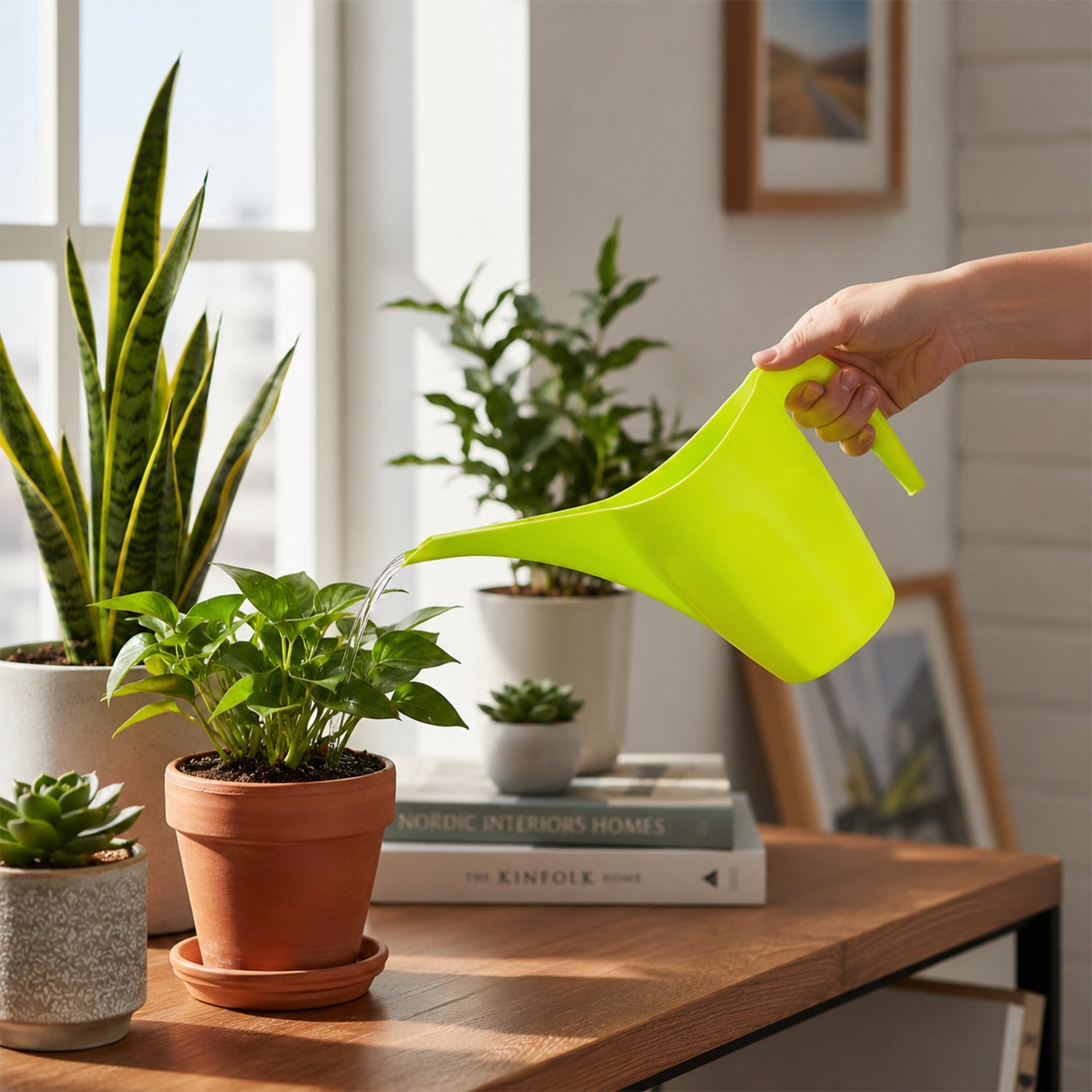 Long spout plant watering can