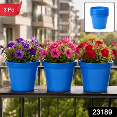 Round plastic planter pot set, 3 pieces