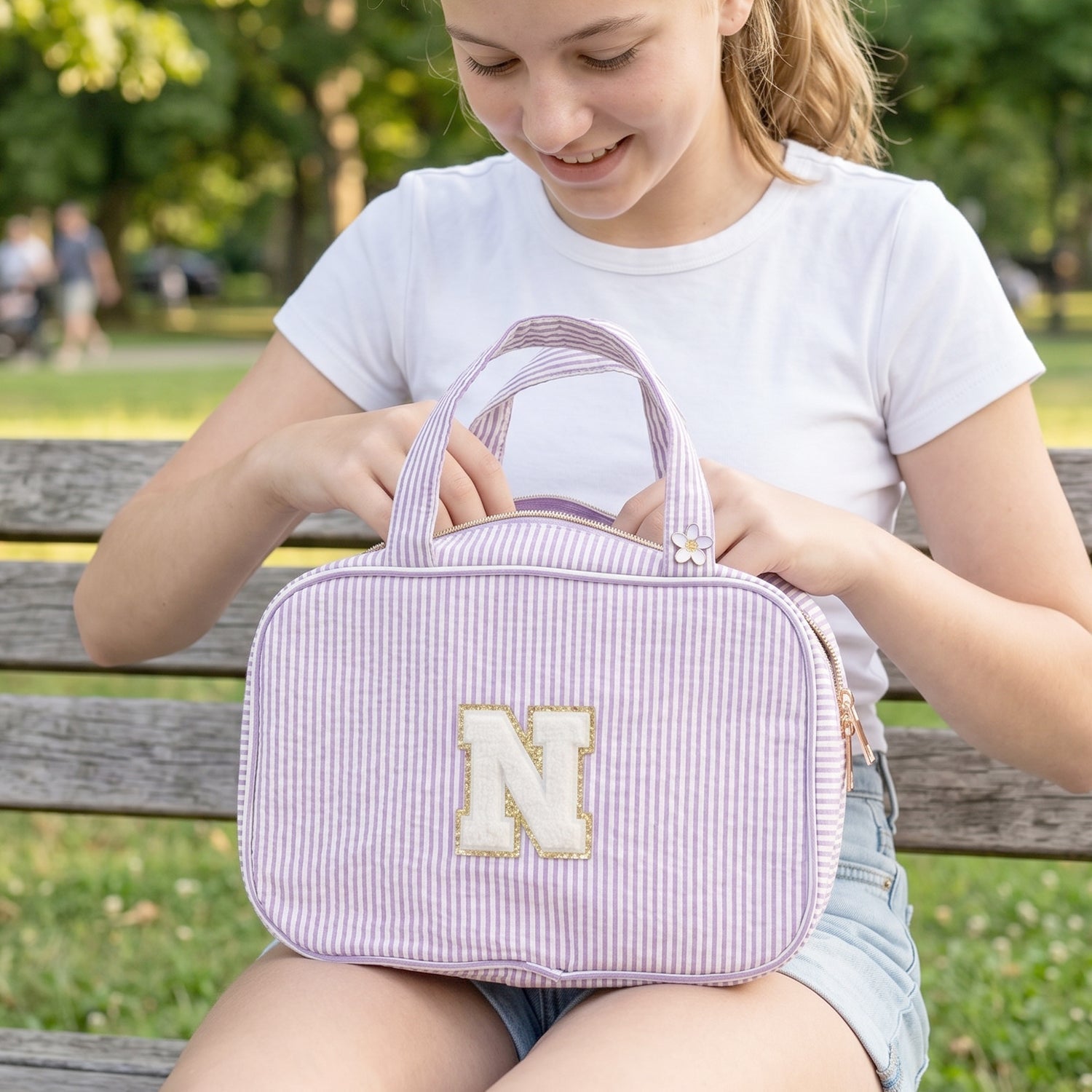 Toiletry bag in a travel setting, daily use