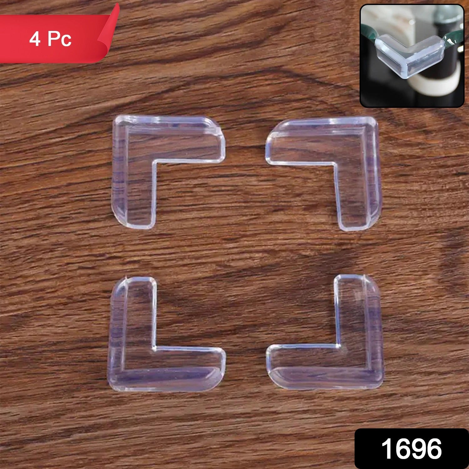 Soft transparent edge guard on furniture corner