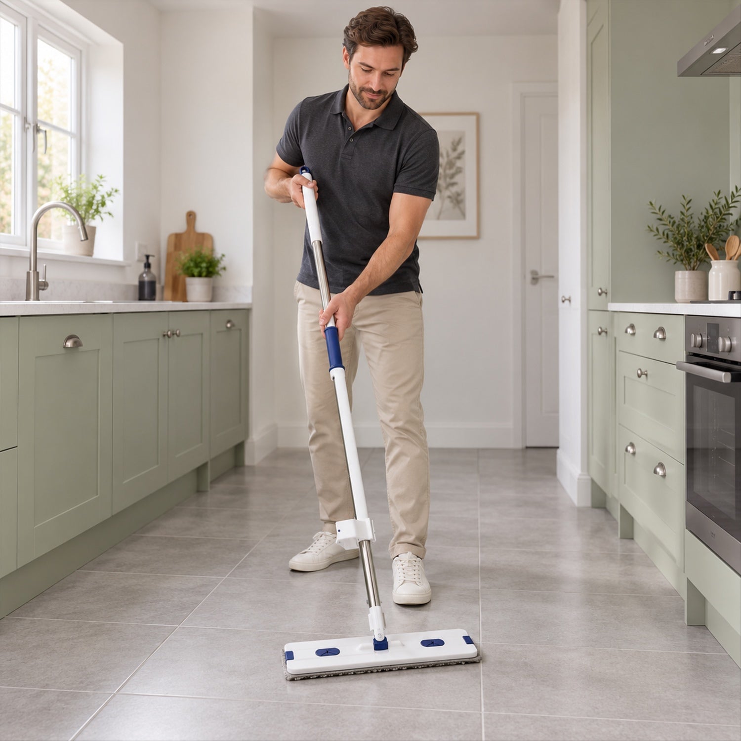 Hand wash free flat mop and folding bucket - kitchen cleaning