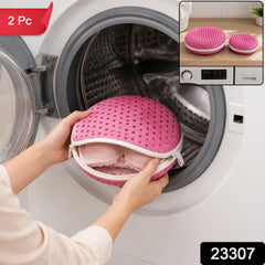 Protective round mesh laundry wash bags, 2 piece set