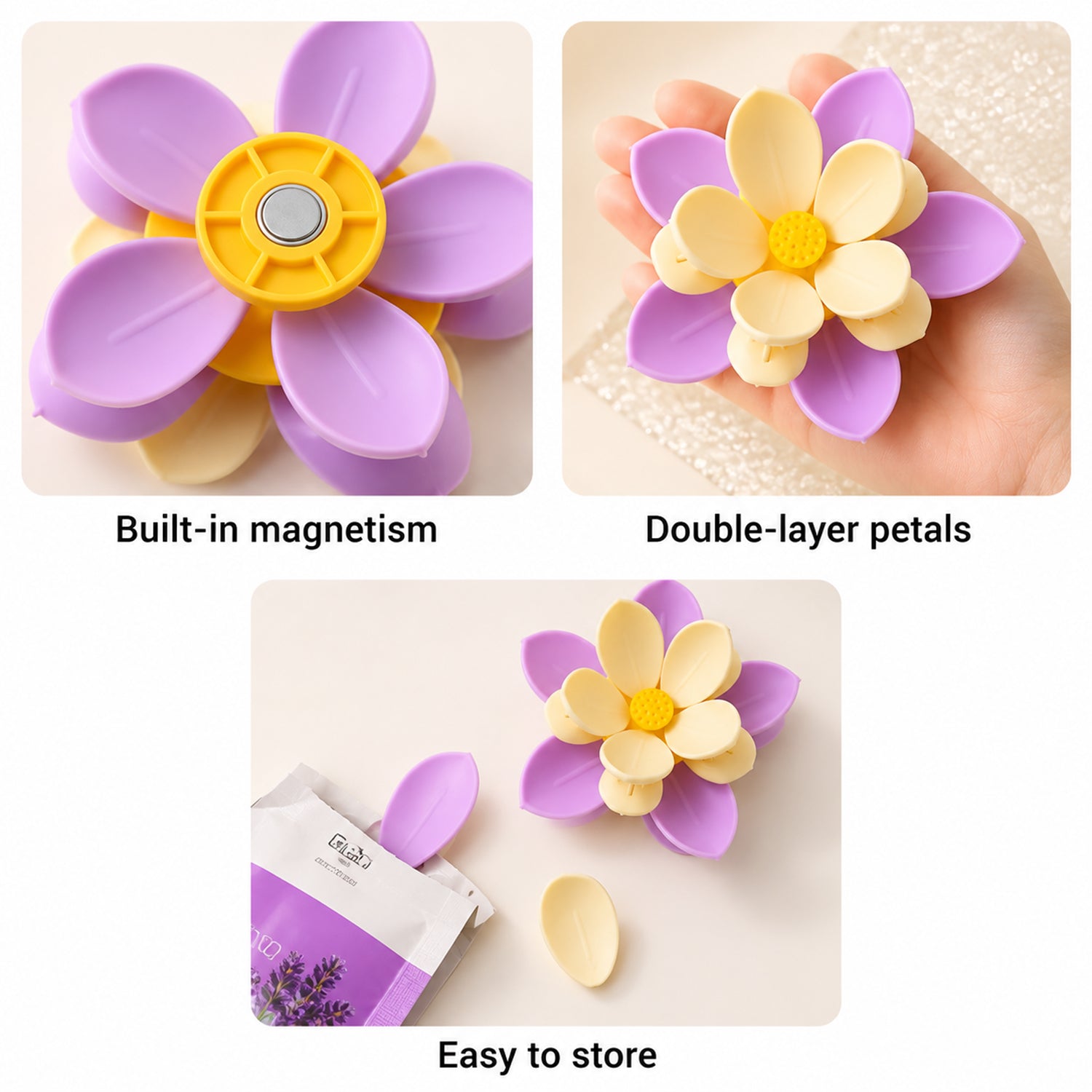 Flower clip sealing an open food packet