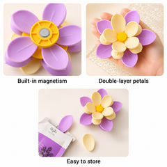 Flower clip sealing an open food packet