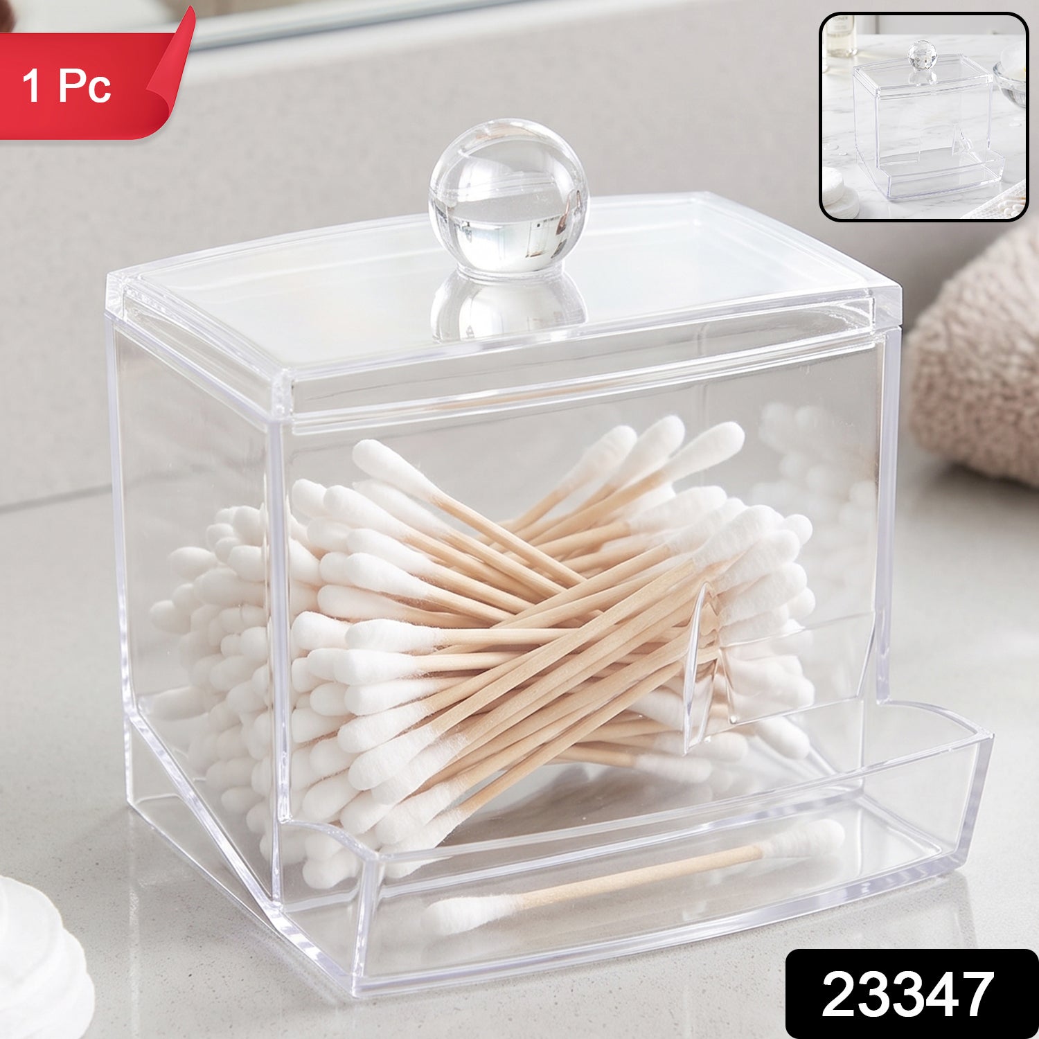 Clear acrylic swab box with dispensing drawer, 1 piece