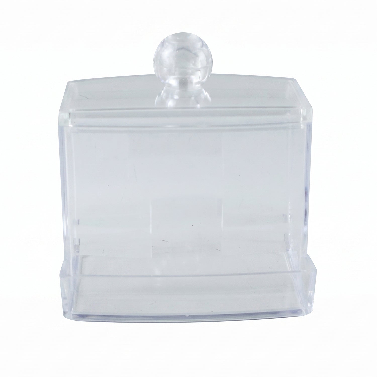 Acrylic cotton swab organizer on white background
