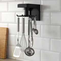 Rotating hanging hook holding kitchen utensils