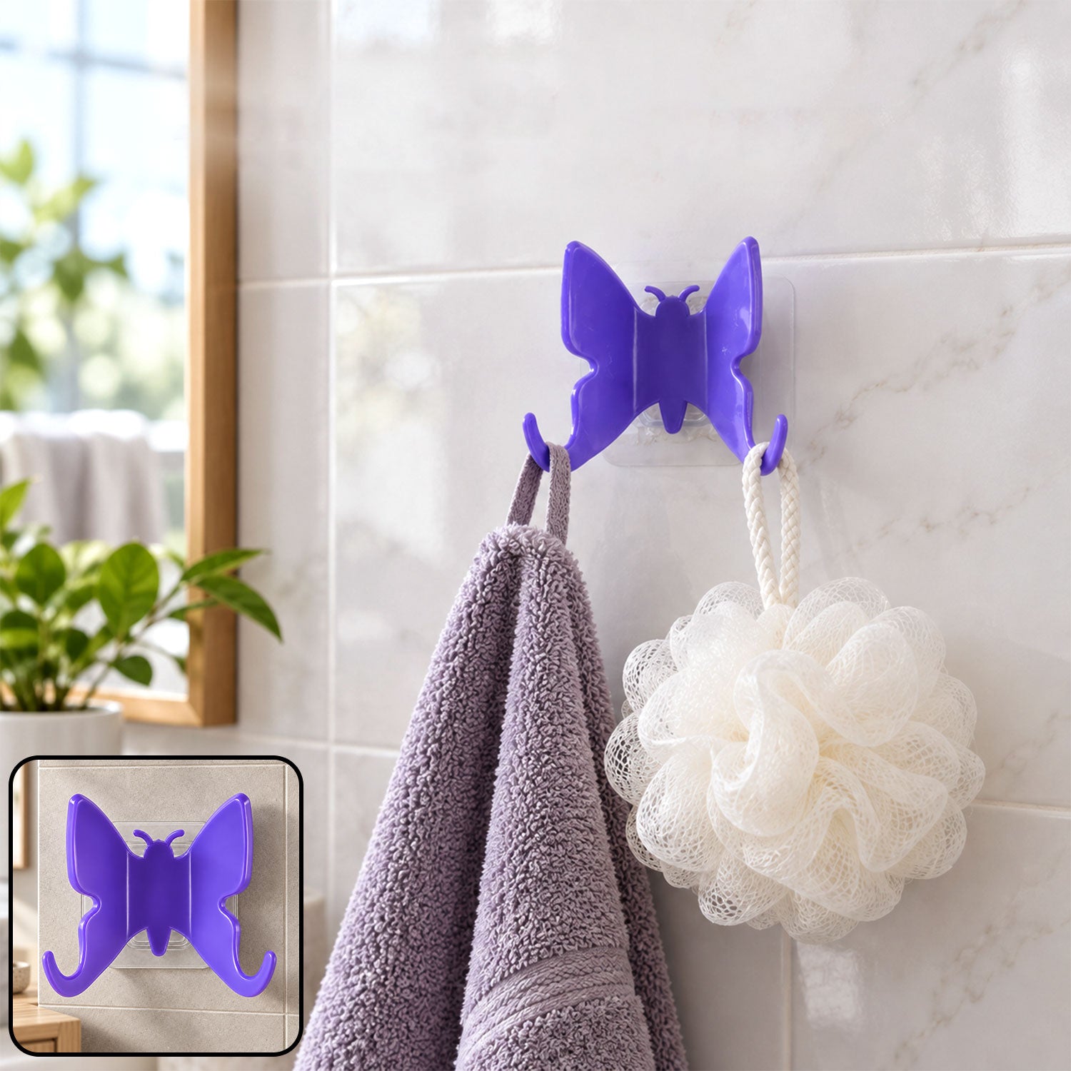Butterfly Adhesive Wall Hook for Office Cabin, Hang Bags and ID Cards (1 Pc)