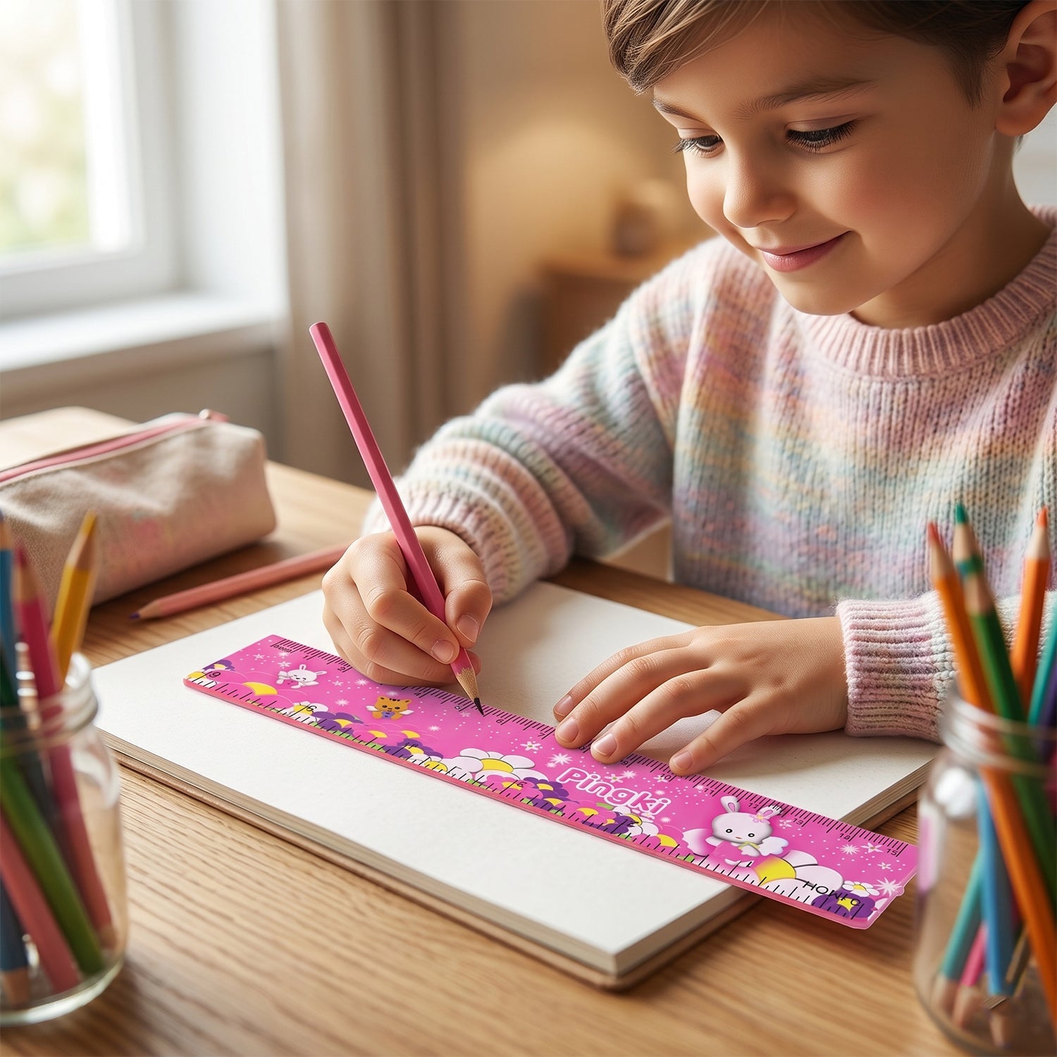 Pink Ruler in Use - Lifestyle