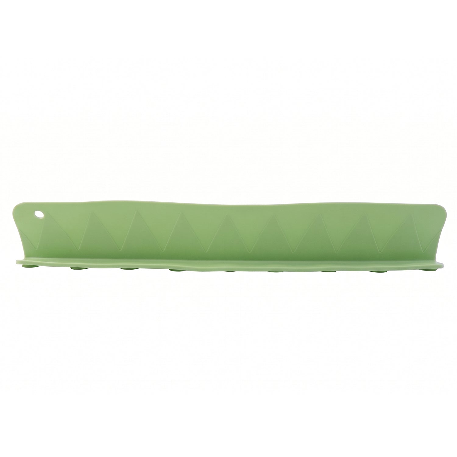 Front view of the green silicone splash guard against a white background.