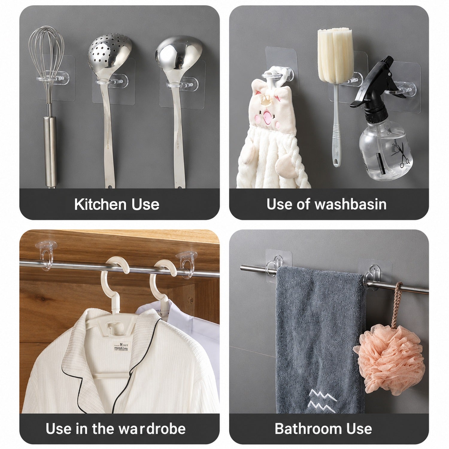 Clear Adhesive Plastic Wall Hook