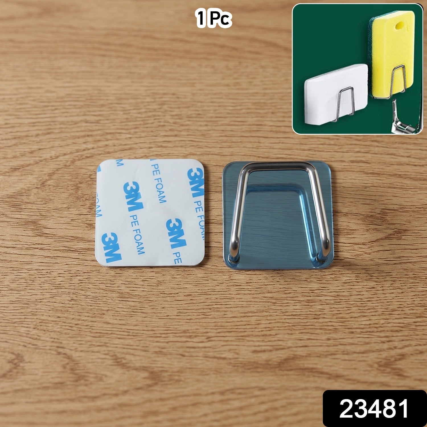 Pack of stainless steel adhesive wall hooks