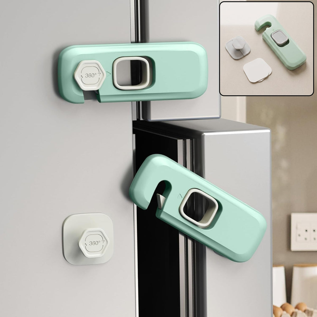 Adhesive child safety refrigerator lock clean product image without SKU