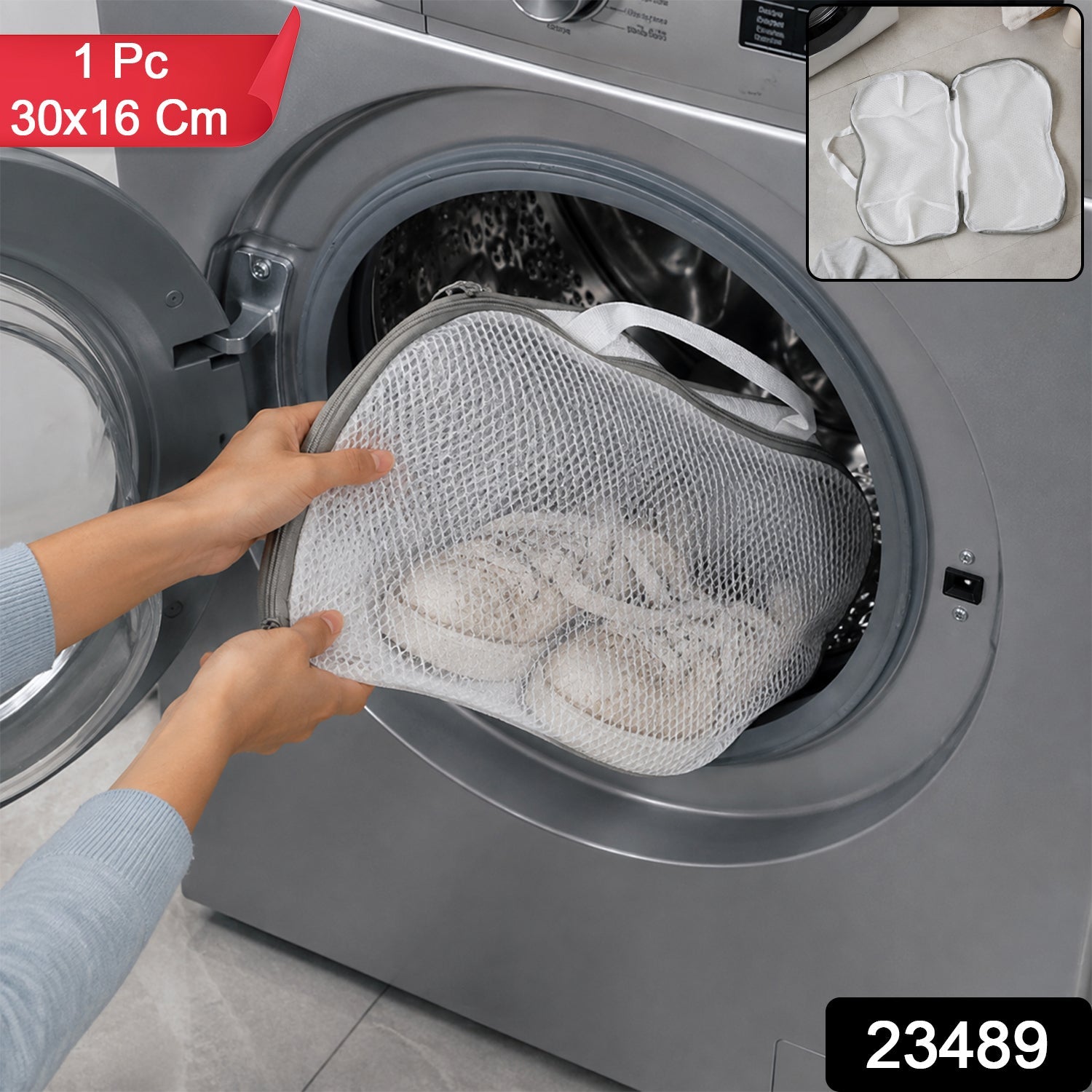 Reusable 3D mesh laundry wash bag with zipper, 1 piece