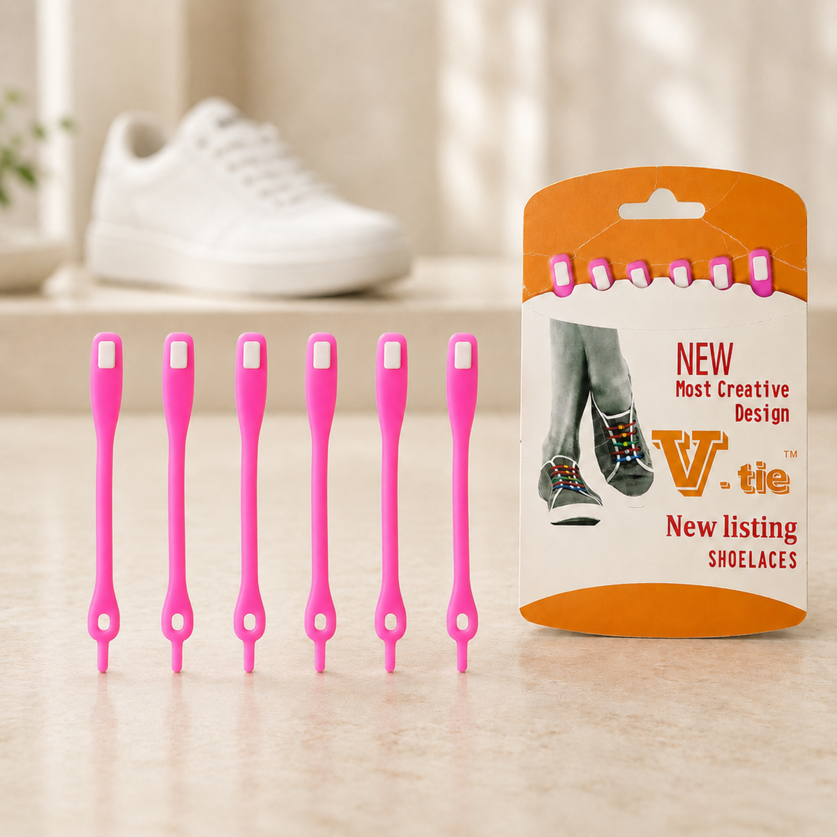 Stretchable Silicone Shoelaces No Tie Elastic Laces for Shoes (6 Pc)