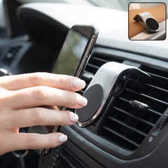 Magnetic car air vent phone holder in use