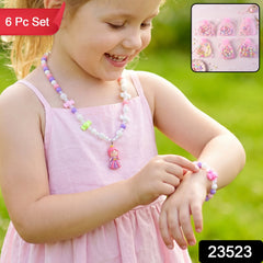 Bead necklace and bracelet set with 6 piece label and SKU 23523