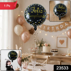 Black round foil balloon pack
