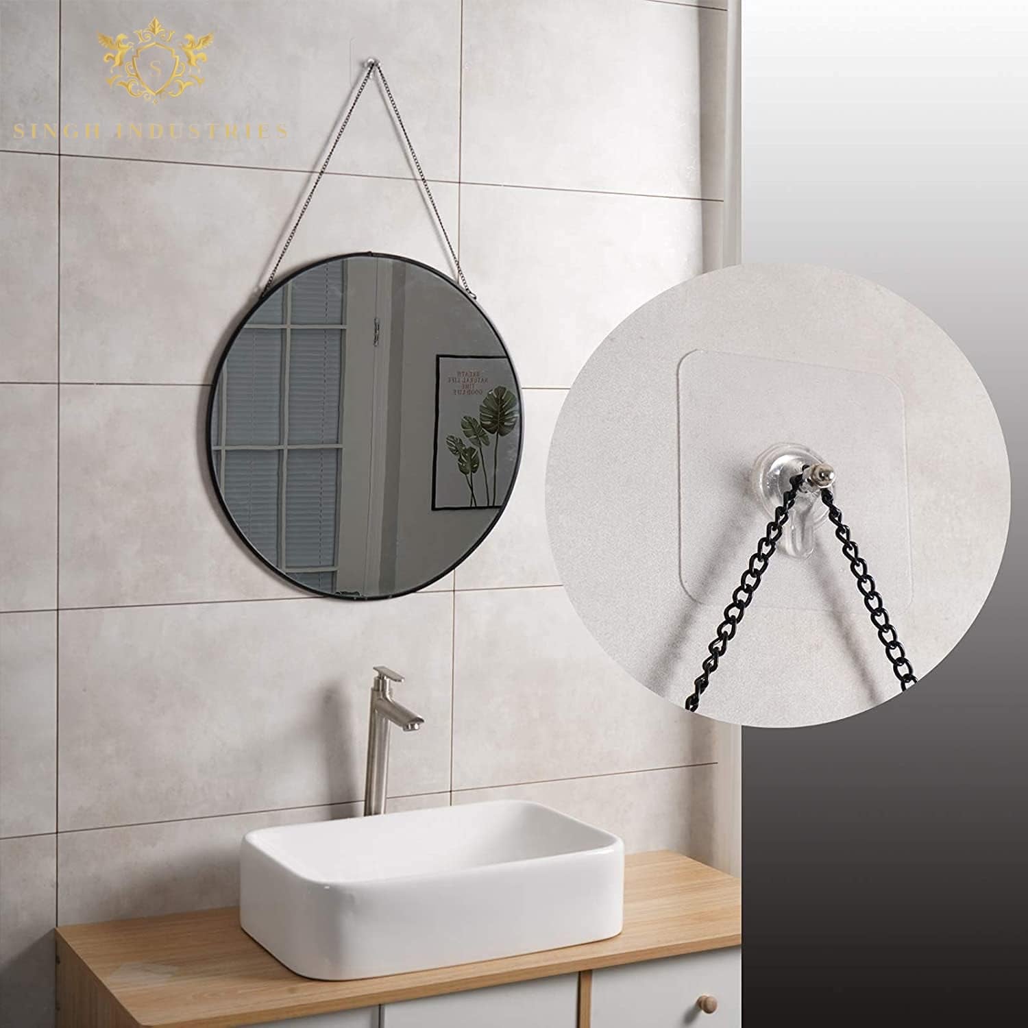 Wall hook holding photo frame on wall