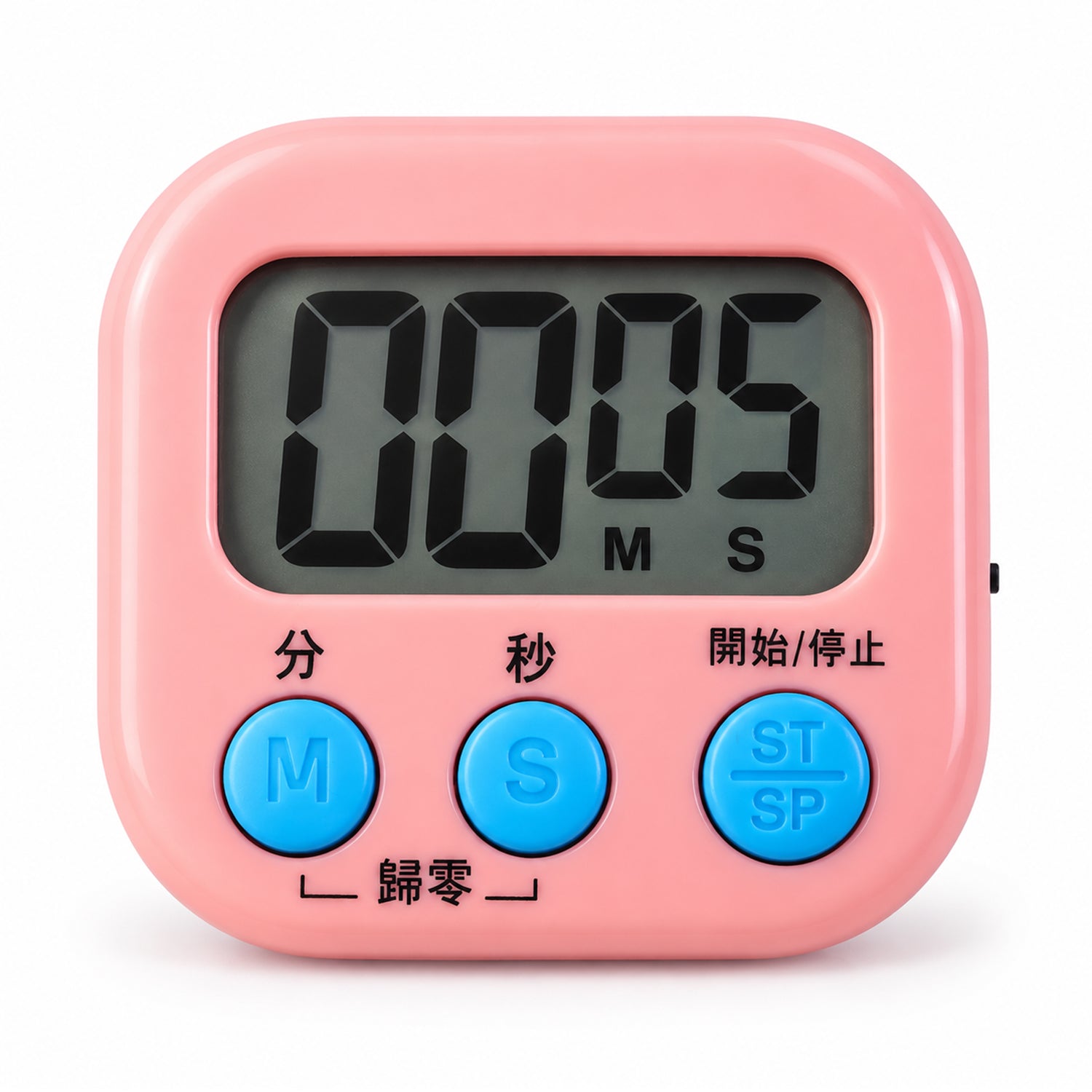 Side profile view of the digital kitchen timer with its compact design