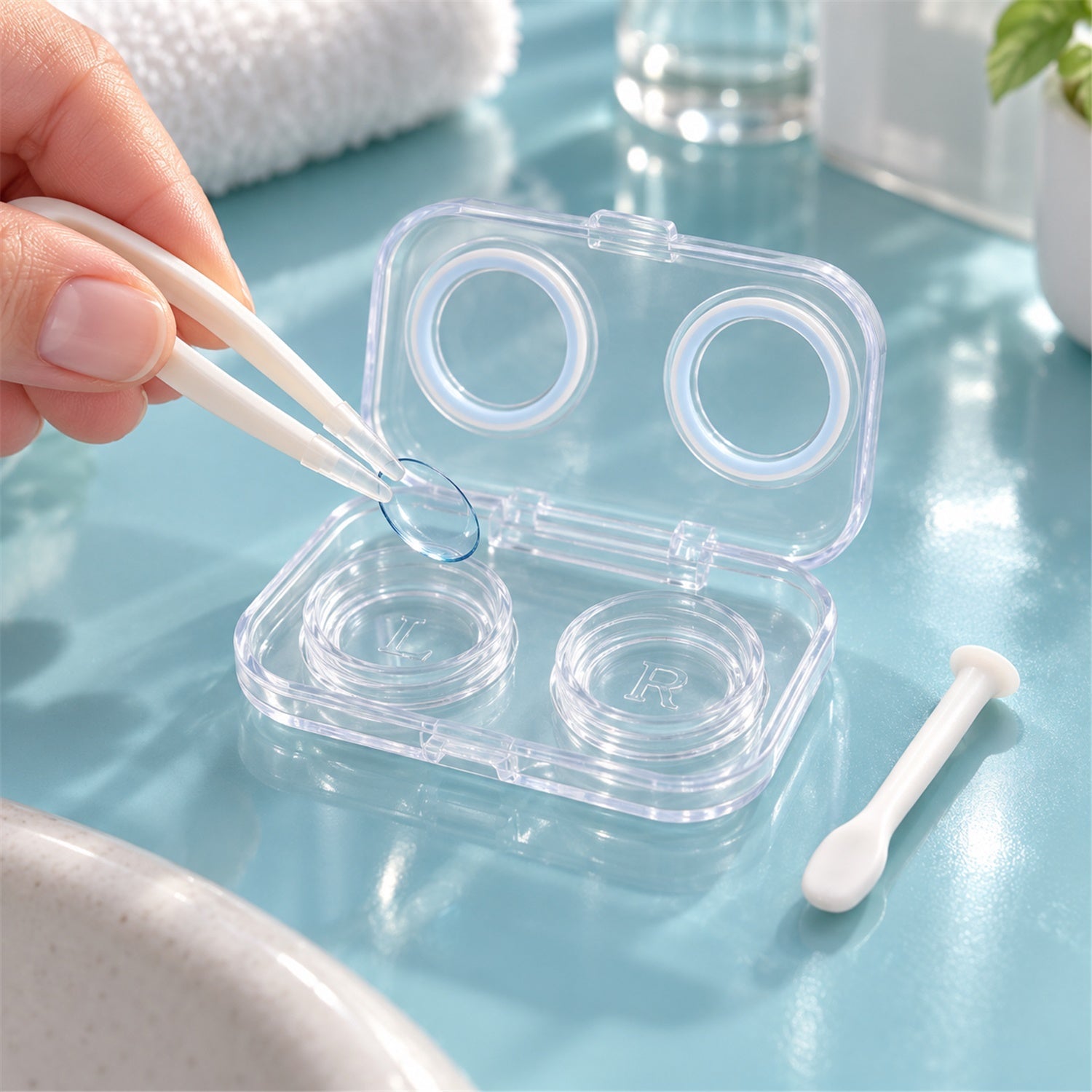 Lens Case with Tweezers