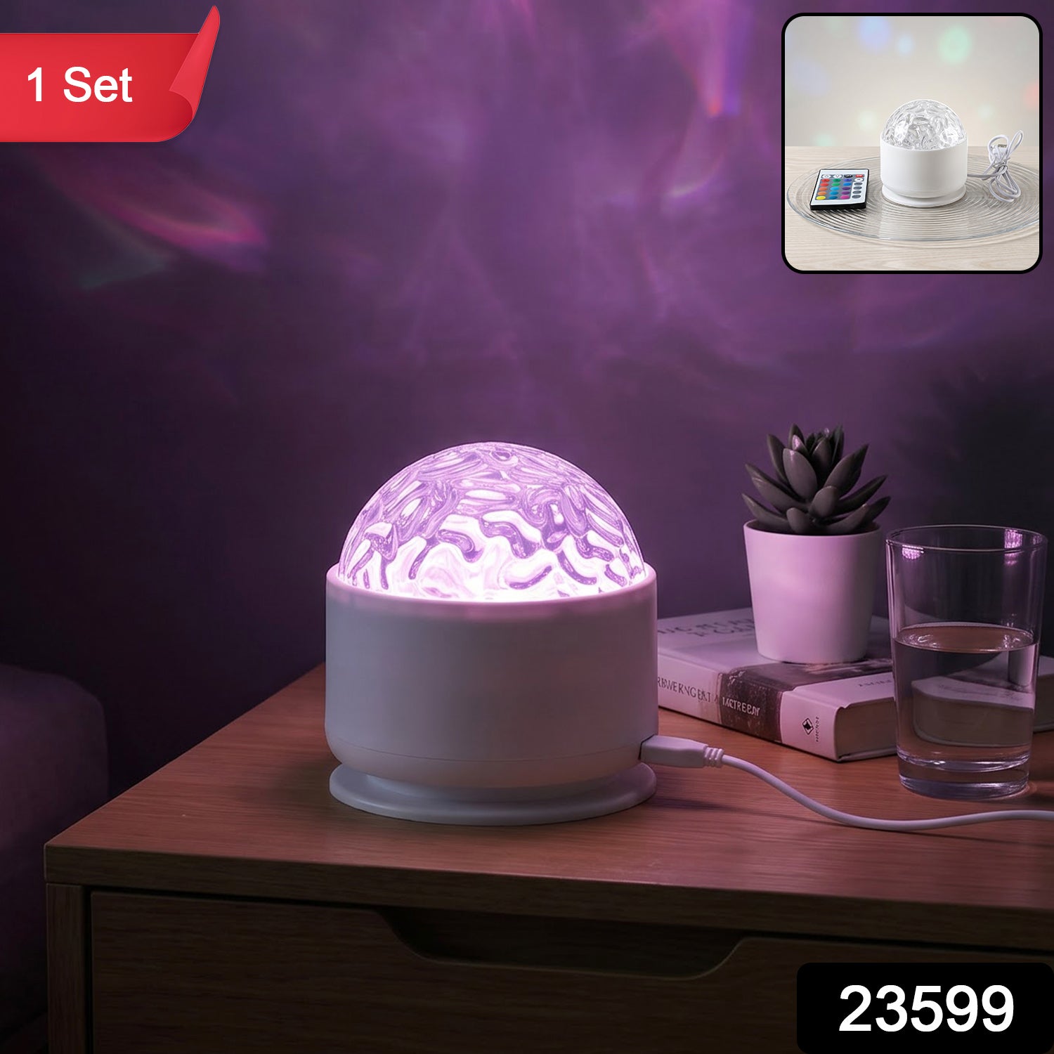 LED starry projection night light with remote, 1 set