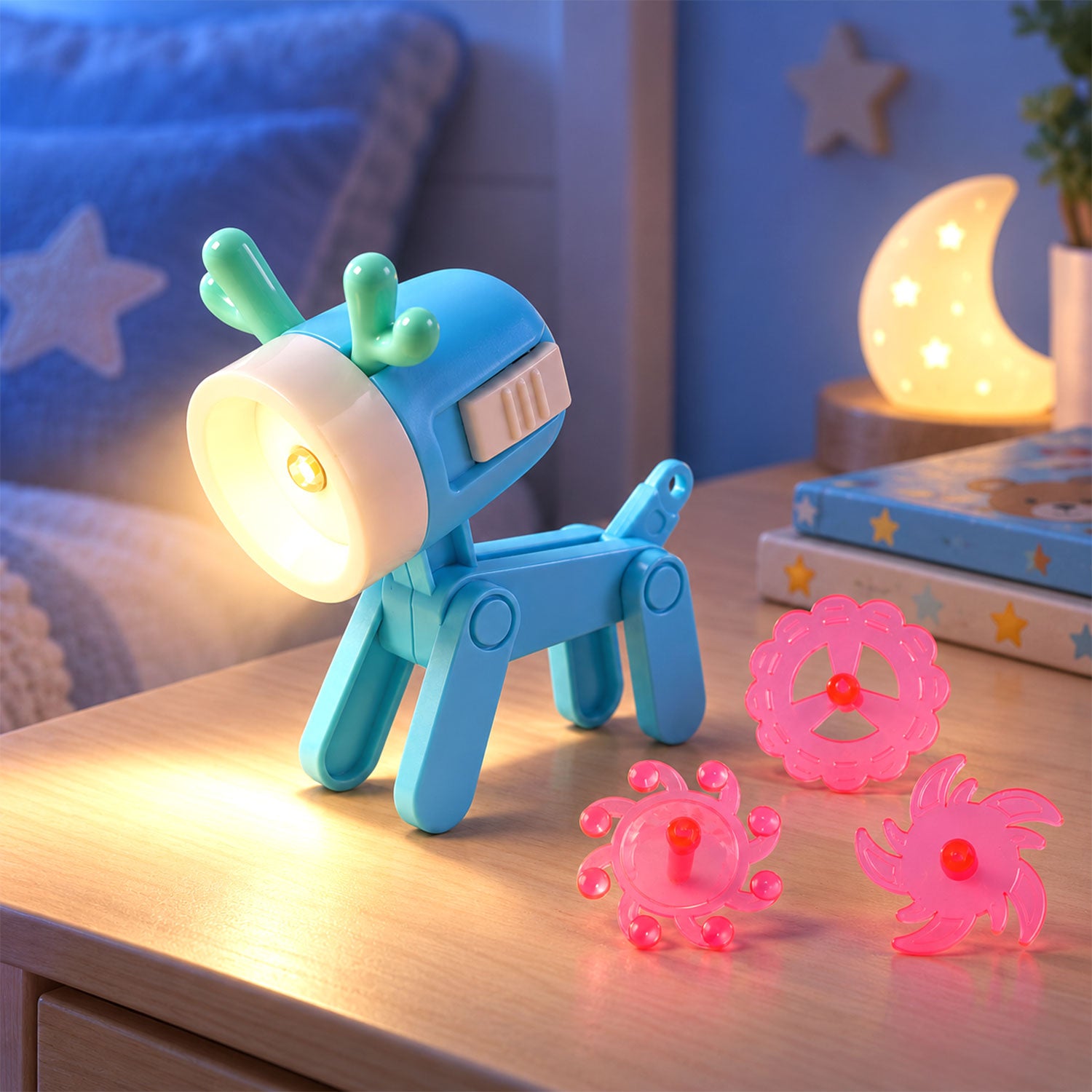 Mini deer LED desk lamp pattern discs phone stand
