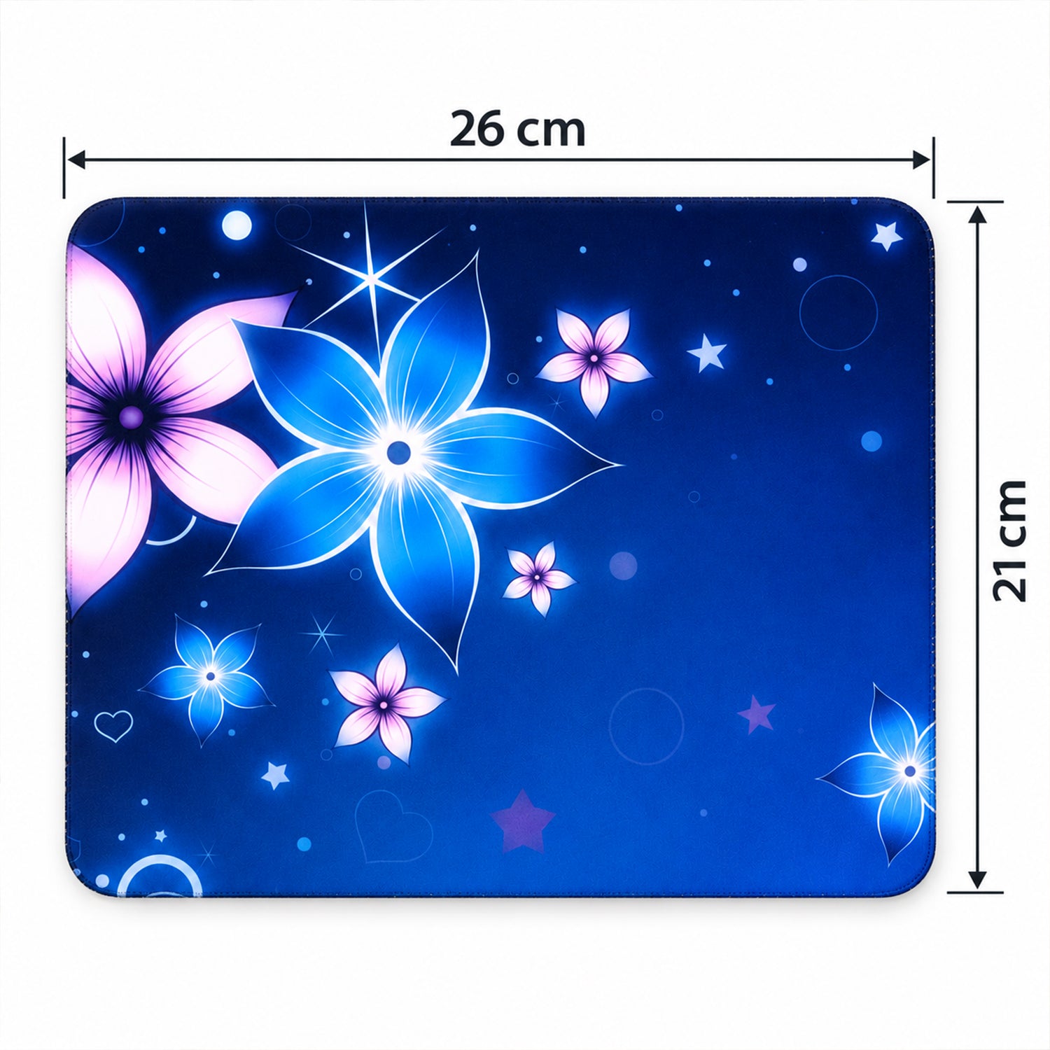 Blue floral mouse pad - dimensions