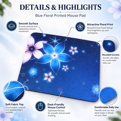 Blue floral mouse pad - design highlights