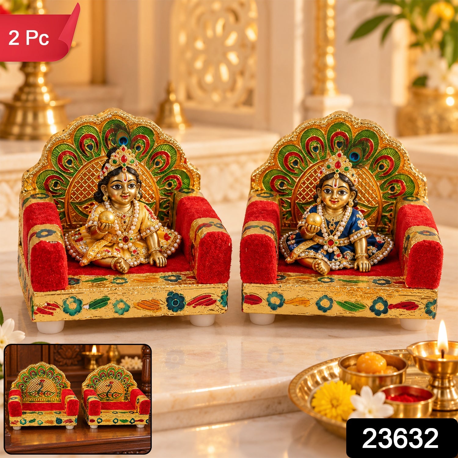 Peacock Handwork Throne Set
