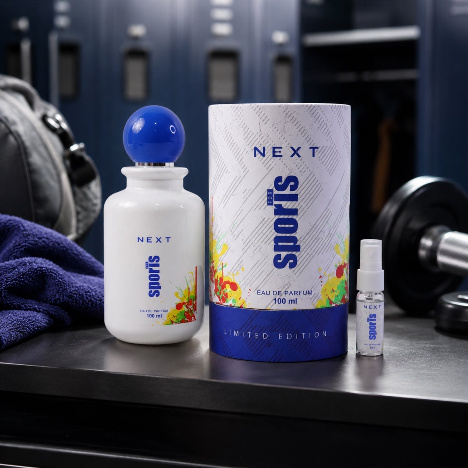 Sports perfume spray in use